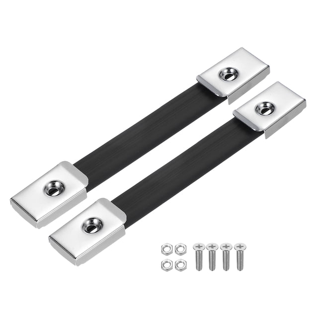 Uxcell 7.8 Inch Rubber Handle Strap Replacement with Metal End Caps, Silver Tone 2Pcs