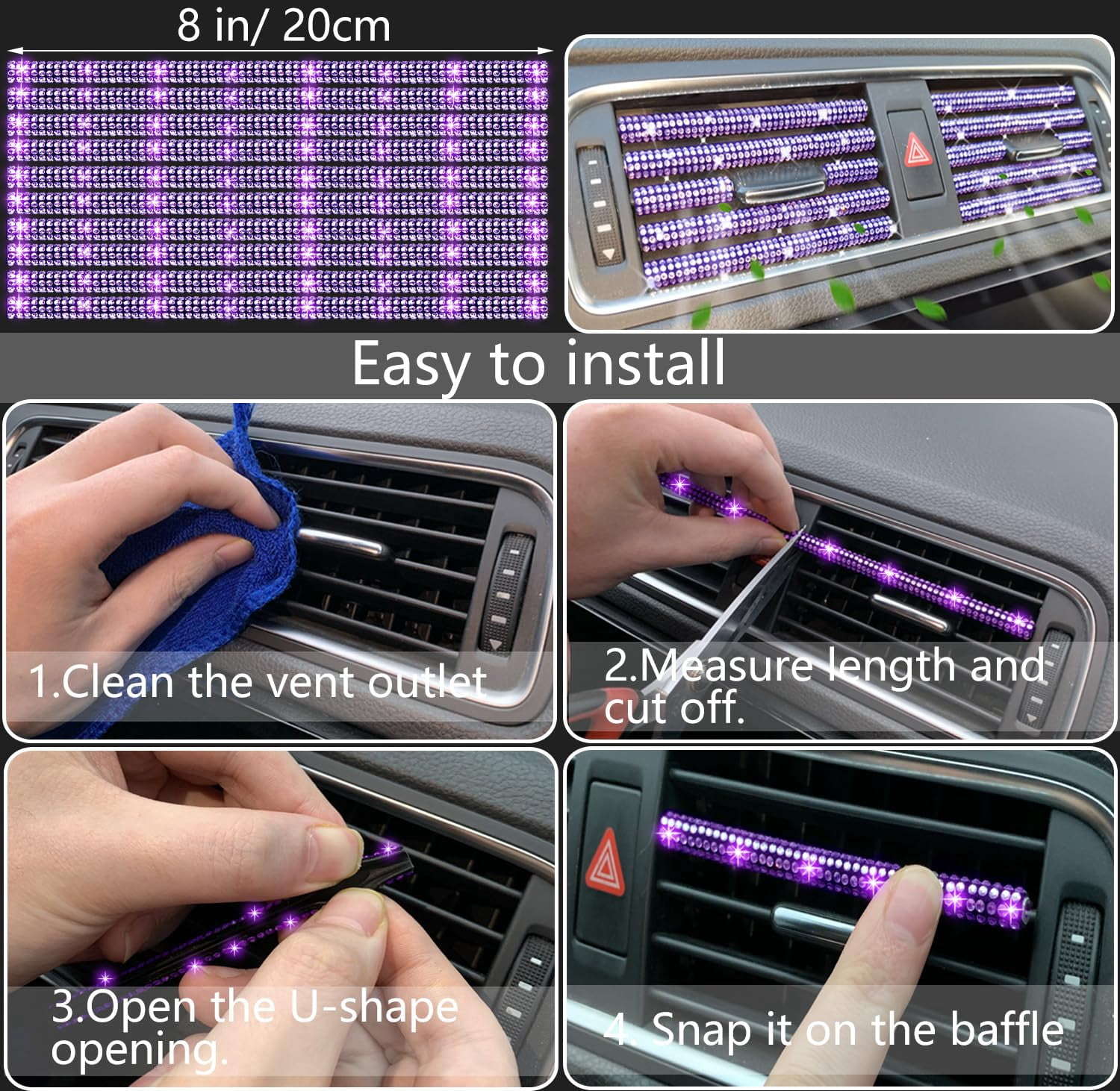 Chasenew 27 PCs Red Bling Car Accessories Set for Women, Steering Wheel Covers Universal Fit 15 Inch, Bling License Plate Frame, Bling Phone Holder, Bling Car Coasters (Red Diamond)