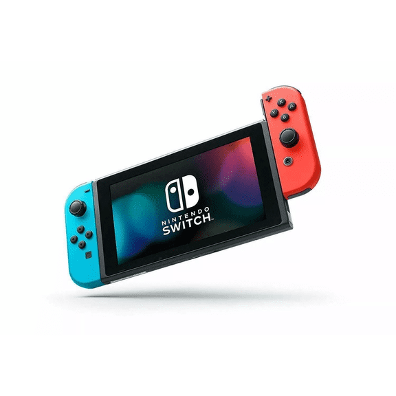 Restored Nintendo Switch Console with Neon Red and Blue Joycons