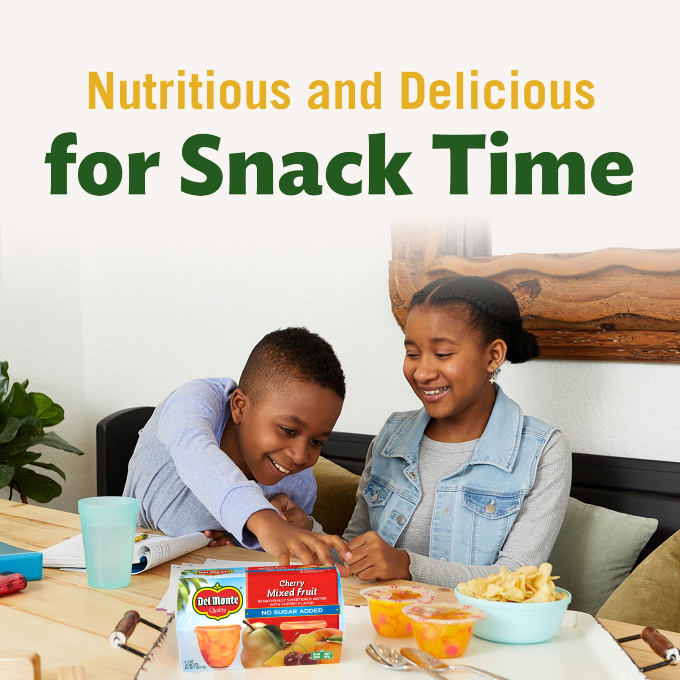 (6 pack) Del Monte Cherry Mixed Fruit No Sugar Added Fruit Cup Snacks 4 oz Cup (Pack of 4)