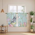thumbnail image 2 of Easter Kitchen Curtain for Berdoom Living Room Cafe 45 Inch Length, Farmhouse Spring Rabbit Eggs Flowers Leaf Wood Tiers Curtains Light Filtering Drapes Rod Pocket Window Treatment 2 Panels 52"Wx45"L, 2 of 8