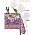 thumbnail image 2 of Purple Orange Boho Table Cloth, Ethnic Geometric Middle Century Art Waterproof Tablecloth for Square Tables, Reusable Washable Fabric Table Cover for Restaurant Kitchen Dining Tables 60"x60", 2 of 6