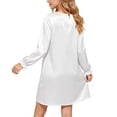 thumbnail image 5 of Girls Satin Nightgown Long Sleeve Ruffle Cuff Crewneck Dress Kids Casual Comfy Loose Outfits for Lounge Wear White 11-12 Years, 5 of 8