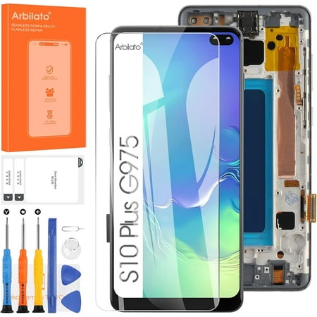 TFT Screen for Samsung Galaxy S10 Plus Screen Replacement for Samsung G975 LCD Screen SM-G975F,SM-G975U,SM-G975W Touch Display Digitizer Assembly Repair Parts with Frame(Black No FigerPrint Function)