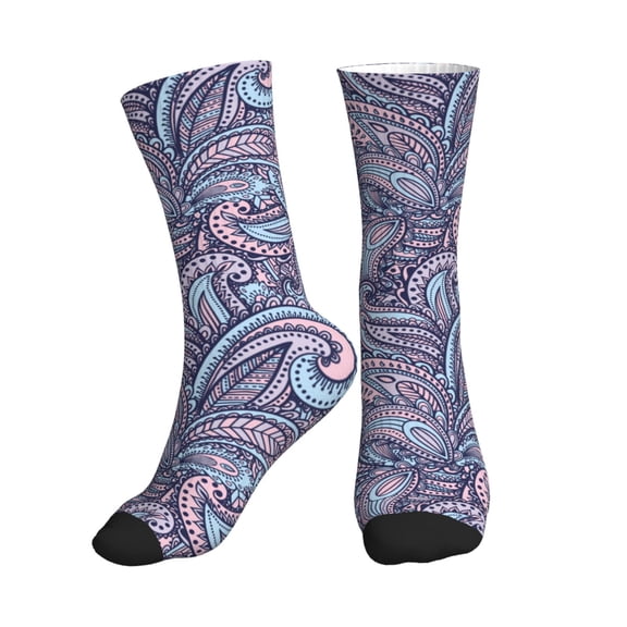 Crew Socks for Women Men Athletic - Plant Paisley Soft Comfort Breathable Mid-Calf Sole Running Socks Womens Men