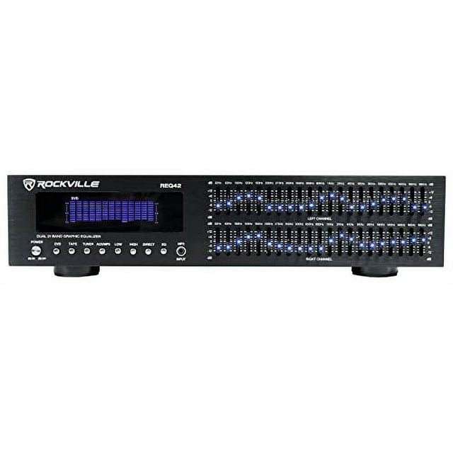 Rockville REQ42-B Noir 19 Pouces Support en Rack 2 x 21 Égaliseur de Bande avec Analyseur de Spectre
