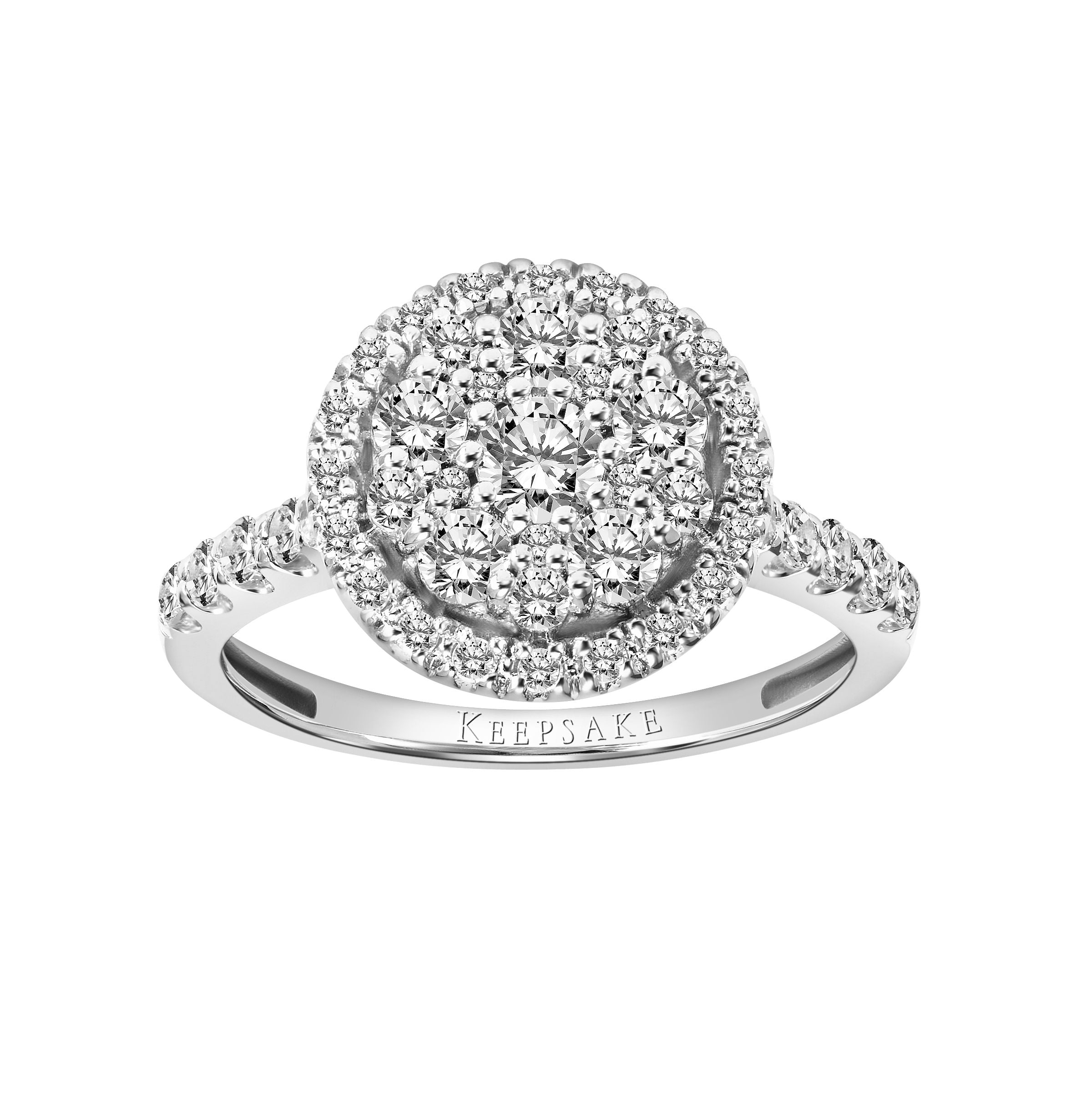 1ctw 14KT White Gold Round Genuine Certified Diamond 'Luna' Engagement Ring by Keepsake (H-I, I2)