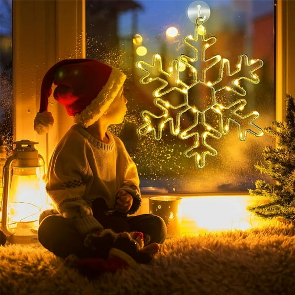 LED Snowflake Light Christmas Decorations Outdoor,Christmas Snowflake Window Hanging Lights,Christmas Window Lights for Home Xmas Party Decor