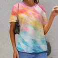 thumbnail image 3 of Color Texture Women's Short Sleeve T-Shirt Crew Neck Casual Summer Trendy Loose Fit Tops, 3 of 7