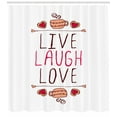 thumbnail image 3 of Ambesonne Live Laugh Love Shower Curtain, Teacup Cookies, 69"Wx84"L, Multicolor, 3 of 3