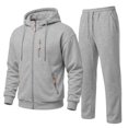 thumbnail image 2 of Dwelliawo Sweat Suits for Men 2 Piece Hoodie and Sweatpants Solid Color Full Zip Casual Hoodie Joggers Sport Pant Set Sweat Fall Suit with Pockets Light Gray L, 2 of 7