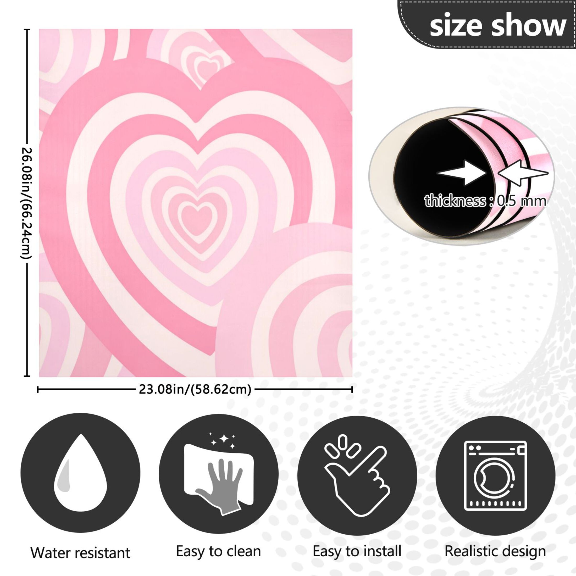 IAUYY Magnetic decorative sticker - 23x26 Inch PVC Refrigerator Decorative Cover, Removable DIY Art for Kitchen Appliances Delicate Pastel-colored Heart