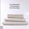 thumbnail image 2 of Elizabeth Samuel - Ivory King Size Bed Sheet Set 100% Bamboo - 15” Deep Pockets Soft, Cooling, and Machine Washable 6 pieces - 4 pillowcases, 1 flat sheet, 1 fitted sheet (Ivory, King), 2 of 5