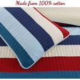 thumbnail image 3 of Cozy Line Ressler Stripe Reversible Cotton Quilt Set - Blue/Ivory/Red Twin 2 Piece, 3 of 5