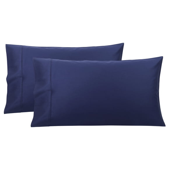 Funda de Almohada de Algodón PiccoCasa Juego de 2 Azul Marino 51x91cm
