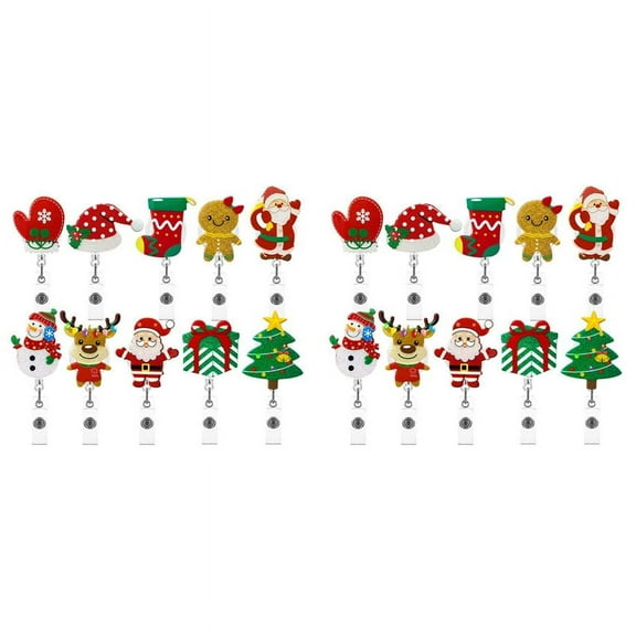 20X Christmas Badge Reel Felt Badge Holder,for Nurse Teacher Doctor Women Men Office Stocking Stuffer Ornament Gifts
