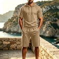 thumbnail image 4 of Miqool Men's Shorts Set Short Sleeve Hoodie Drawstring Waist Casual Summer Sportswear Loungewear Two Piece, 4 of 9