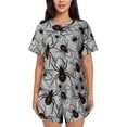 thumbnail image 1 of Balery Spiders Conjunto de Pijama para Mujer con Estampado, Dos Piezas de Manga Corta y Shorts, Ropa de Dormir Suave con Cuello Redondo y Bolsillos-Large, 1 of 6