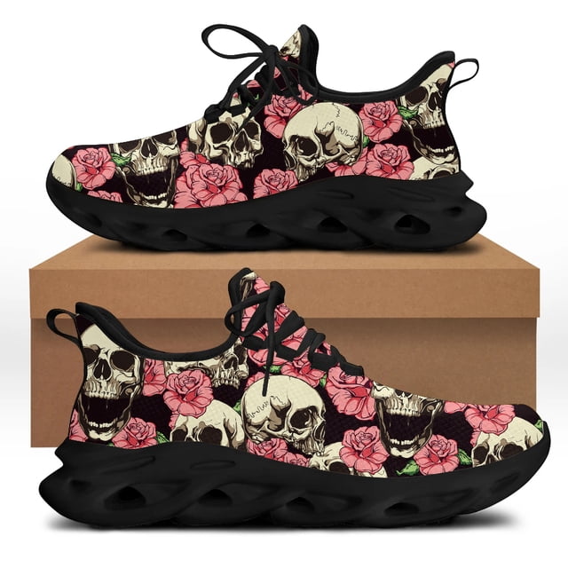 Zapatos planos de primavera para hombre, diseño de calavera punk, zapatillas informales para hombre, calzado con cordones para caminar de verano para niños