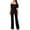 Black, variant on Odeerbi Jumpsuit for Women Off Shoulder Trendy 2025 Casual Solid Erogenous Lace Side Zipper Jumpsuit Black