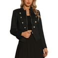 thumbnail image 1 of Unique Bargains Veste Décontractée pour Femmes Vintage Bouton Décor Crop Steampunk Veste Noire L, 1 of 6