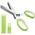 thumbnail image 1 of Herb Scissors - 5 Sharp Blades - Package - Cuts, Slices and Chops Herbs 5x Faster - Ideal Time-Saving Kitchen Essential - Cleaning Rake Included - Stainless Steel - Dishwasher Safe, 1 of 6