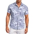 thumbnail image 2 of QHRMKOG Hawaiian Shirts for Men Relaxed Fit Print Short Sleeve Beach Shirts Light Tropical Holiday Button Down Hawaiian Shirts Summer Trendy Top Blue 4XL, 2 of 6