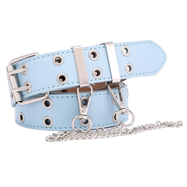 Cinturón doble Ujón para mujer y hombre, estilo punk rock, ajustable, con hebilla hueca Talla única