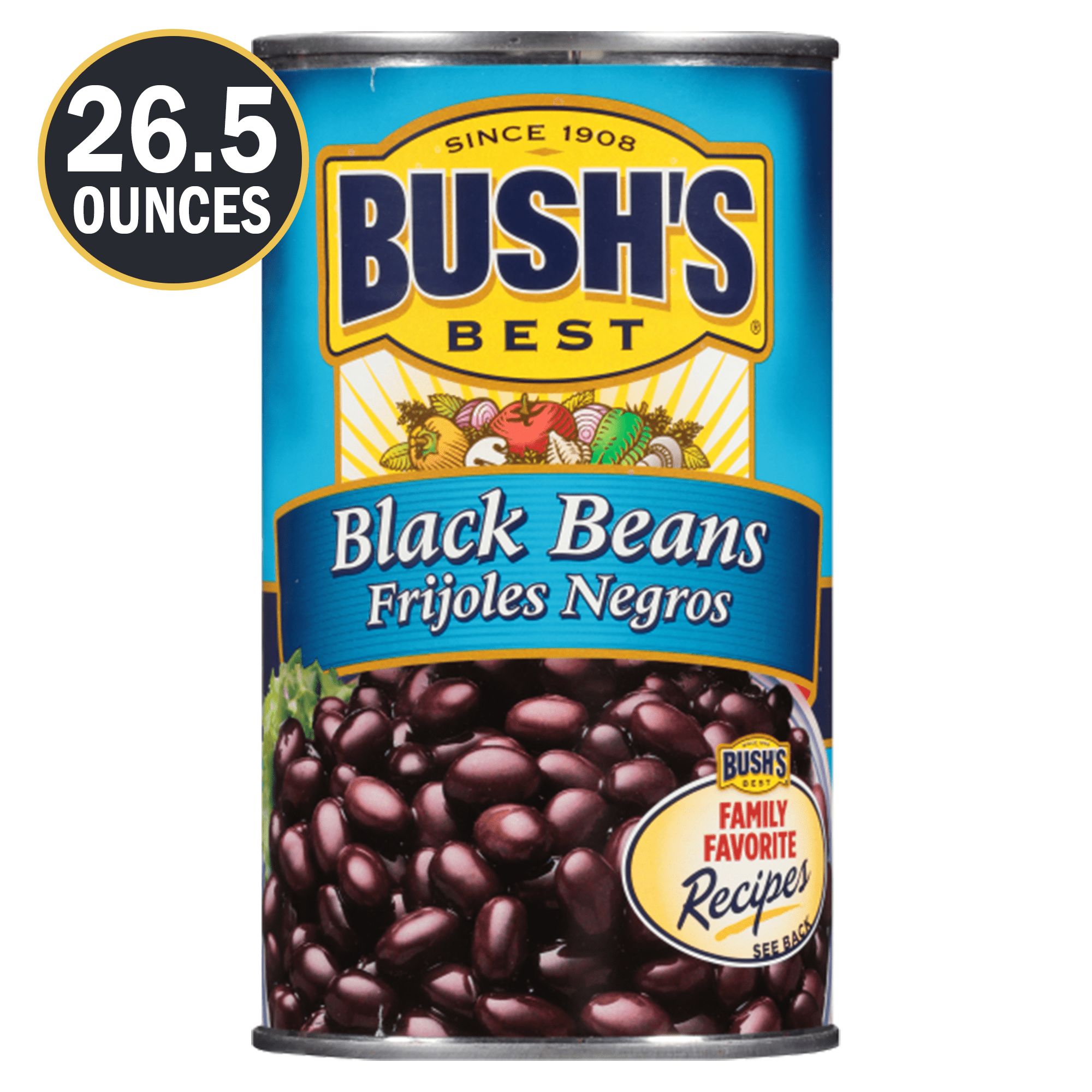 Bush's Black Beans, Plant-Based Protein, Canned Black Beans, 26.5 oz