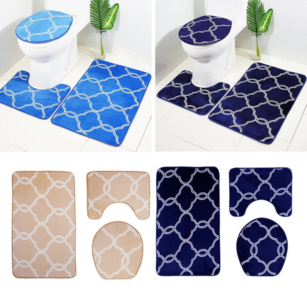 Cheers 3Pcs Bathroom Antislip Shower Bath Floor Mat Toilet Lid Cover U