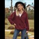 thumbnail image 5 of Sudadera con Capucha y Cremallera para Mujer, de Larga, Informal, de Gran Tamaño, con Bolsillos. Vino Tinto XL, 5 of 10