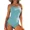 Blue, variant on Ribbed One Piece Swimsuits for Women Tie Side High Cut Bathing Suits Padded Monokinis Black Large