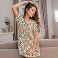 thumbnail image 6 of Salouo Travel Print Short Sleeve Sleepshirt for Womens Comfy Nightgown Scoopneck Cute Nightdress Ruffle -3X-Large, 6 of 7