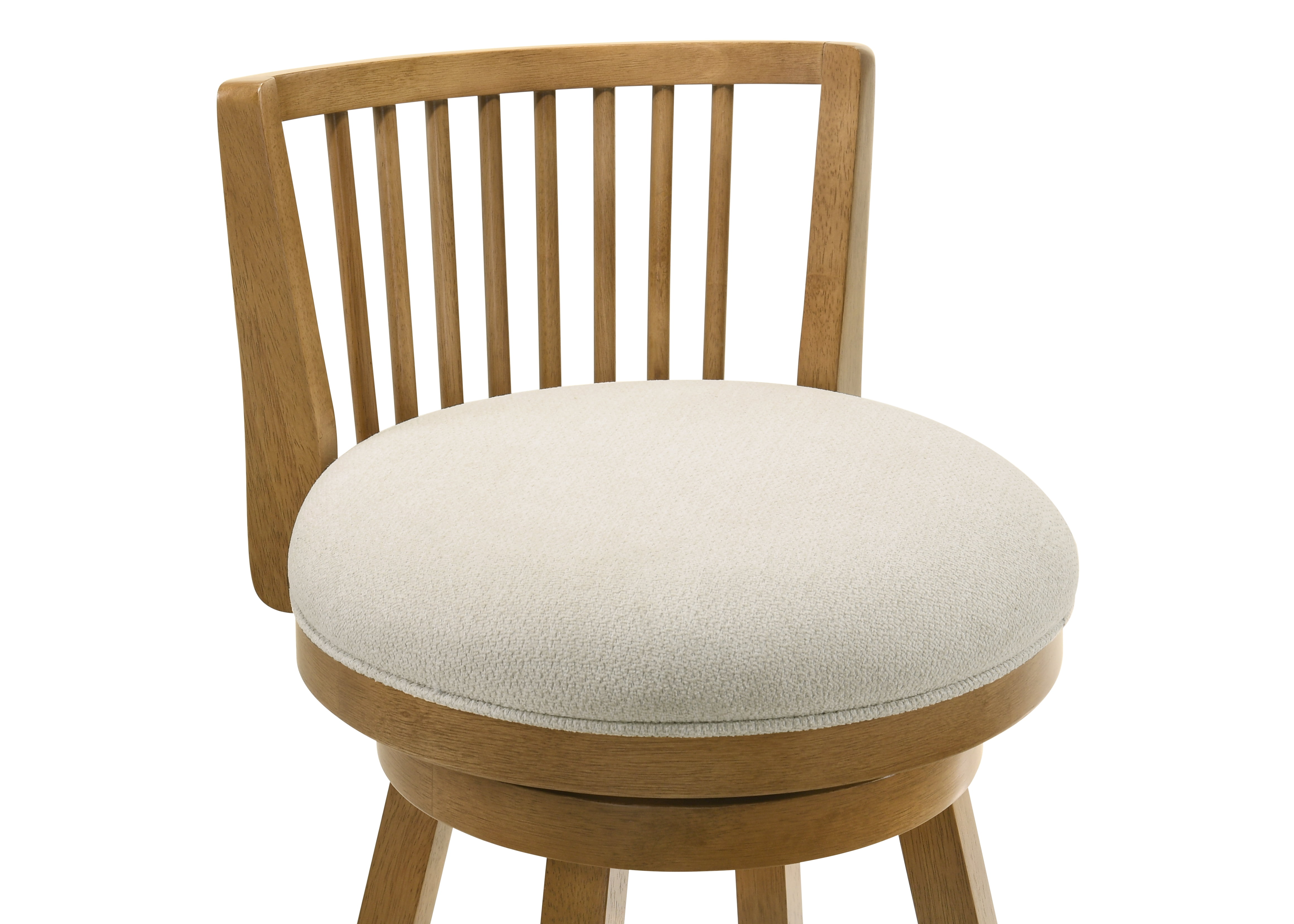 Harper 30 in. Amber Glow Bar Height Rubberwood Swivel Barstool with Ivory Fabric Seat - Set of 3