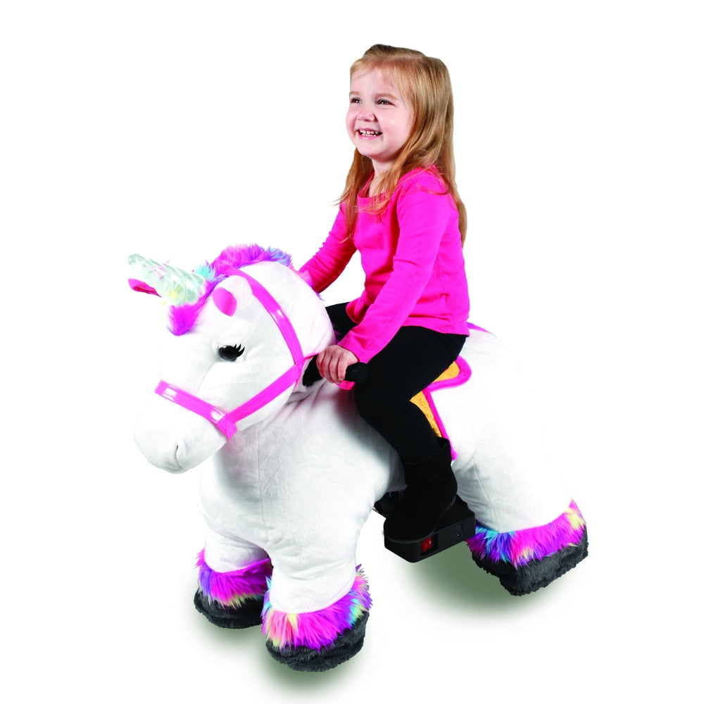 6 Volt Stable Buddies Willow Unicorn Plush RideOn by Dynacraft with Light Up Horn and Play
