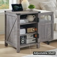 thumbnail image 6 of T4TREAM Farmhouse 3-Tier Nightstand with Charging Station, 18" Rustic End Table with Barn Door for Living Room, Bedroom,Grey, 6 of 7