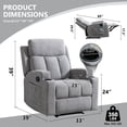 thumbnail image 4 of Bonzy Home Manual Recliner Chair with Massage and Heat Ergonomic Overstuffed Breathable Fabric Reclining Chair with 2 Side Pockets, 2 Cup Holders, Remote Control, Living Room, Bedroom,Dark Gray, 4 of 9