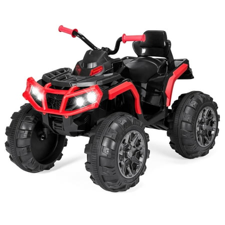 Ford Electric Vehicles - Best Choice Products 12V Kids Battery Powered Electric Rugged 4-Wheeler ATV Quad Ride-On Car Vehicle Toy w/ 3.7mph Max Speed, Reverse Function, Treaded Tires, LED Headlights, AUX Jack, Radio - Red