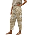 thumbnail image 5 of Linen Pants Women Capri for Cropped Beach Summer, Beige, S, 5 of 8