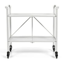 COSCO Outdoor Living(tm) Outdoor and Indoor Folding Serving Cart with Wheels and 2 Shelves, White