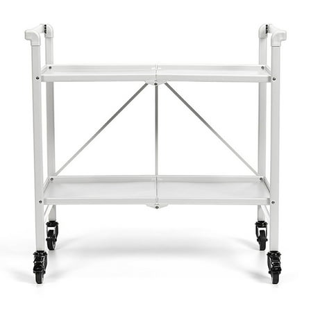 COSCO Outdoor Living(tm) Outdoor and Indoor Folding Serving Cart with Wheels and 2 Shelves, White