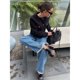 thumbnail image 5 of Blazer Corto para Mujer, Ajustado, Abierto, con Cuello Redondo, Larga, Informal, para Oficina y Trabajo, con Bolsillos. Negro M, 5 of 10