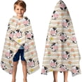thumbnail image 3 of Beige Cow Flower Pattern Hooded Bath Towel，60"x35" for Ages 3 To 12 Kids, Quick Dry Lightweight Soft Microfiber Hood Beach Towel Cover Up for Kids, 3 of 7