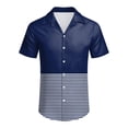 thumbnail image 3 of Camisas Deportivas Hombre Hombres Casual Manga corta Primavera Verano Turndown Neck 3D Impreso Camisas Moda Top Blusa Camisas (Navy, S), 3 of 4