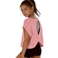 thumbnail image 2 of CAICJ98 Tshirt for Girls Open Back Workout Tops Fashion Summer Casual Cute Tops Short Sleeve Crop Oversized T Shirts Athletic Shirts (Pink,11-12 Years), 2 of 7
