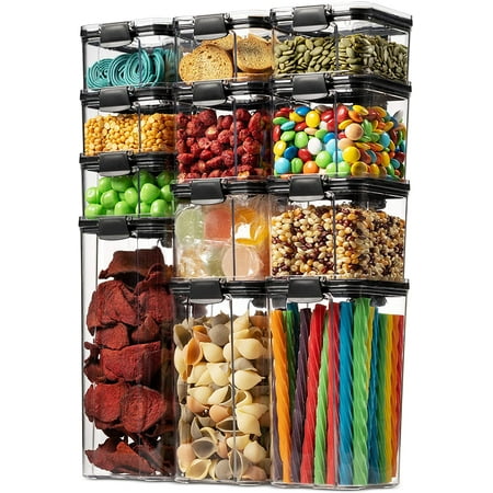 12 Pack Airtight Food Storage Container Set - Kitchen & Pantry Organization Containers - BPA Free Clear Plastic Kitchen and Pantry Organization Containers