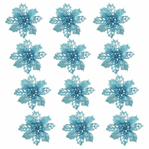 Christmas Clearance! Avtoify 12PC Christmas Decorations Christmas Tree Snow Decorative Flowers Holiday Gifts for Christmas Winter Home Party Light Blue