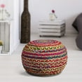 thumbnail image 2 of LR Home Savanna Round Rainbow Striped Indoor Pouf Ottoman, 20" H x 14" W, 2 of 6