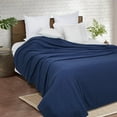 thumbnail image 3 of BELIZZI HOME 100% Cotton Bed Blanket, Breathable Thermal Blanket Twin Size, Soft Chevron 60''x90'', Perfect for Layering Any All Season, Navy Blue, 3 of 7