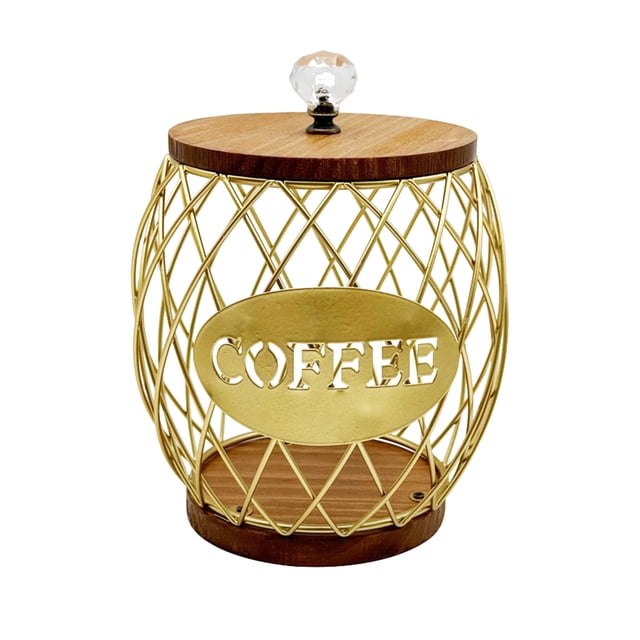 Coffee Pod Holder Coffee with Wooden Lid Coffee Pod Container Organizer for Home Countertop Hotel Family